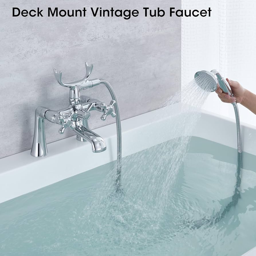 Valmont ヴェルデエルバ Deck Mount Clawfoot Tub Faucet Kit, 2 Hole High Flow Deck